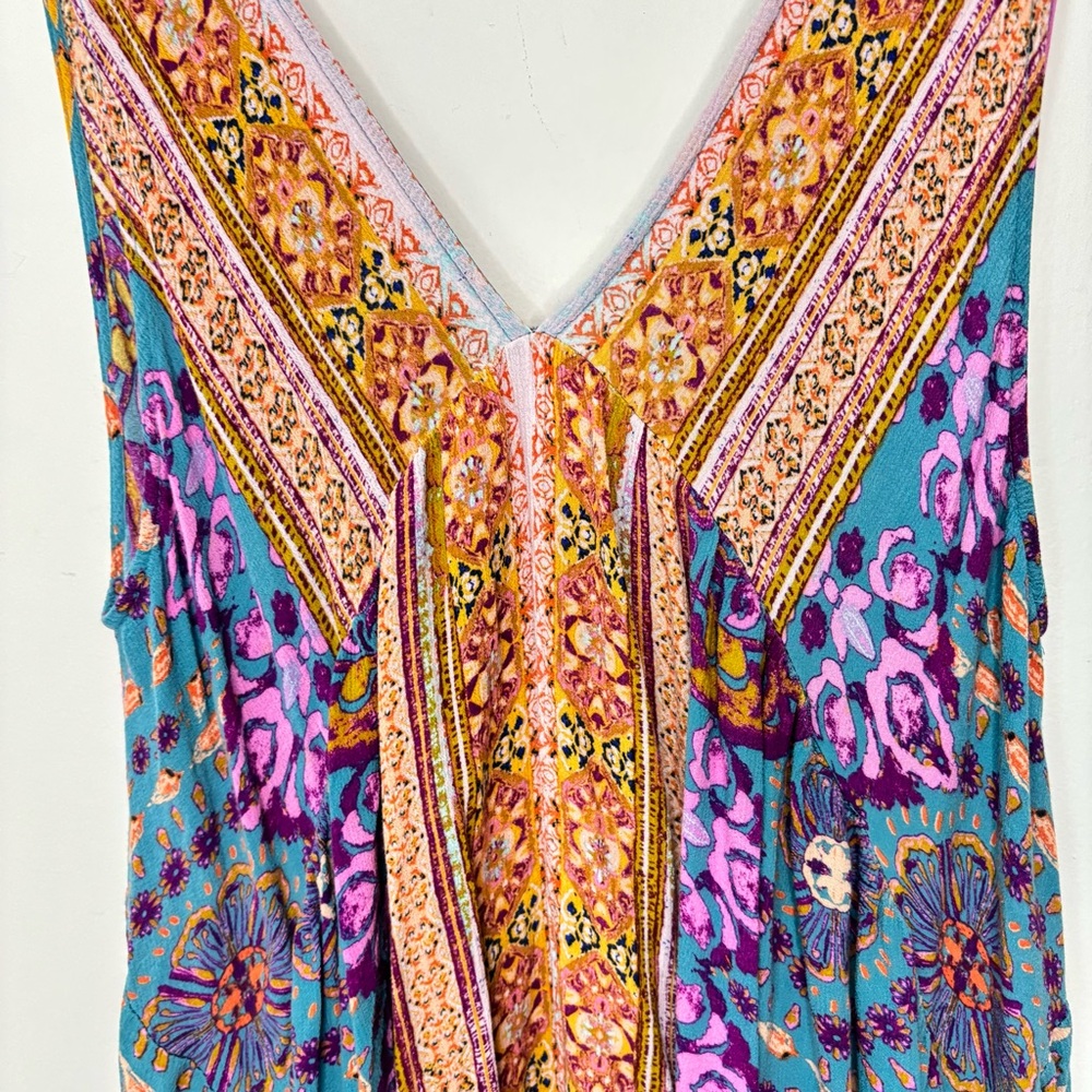Free People Patchwork Floral Boho Fairy Tunic Top Beach Cottagecore Small-Medium - Picture 8 of 16